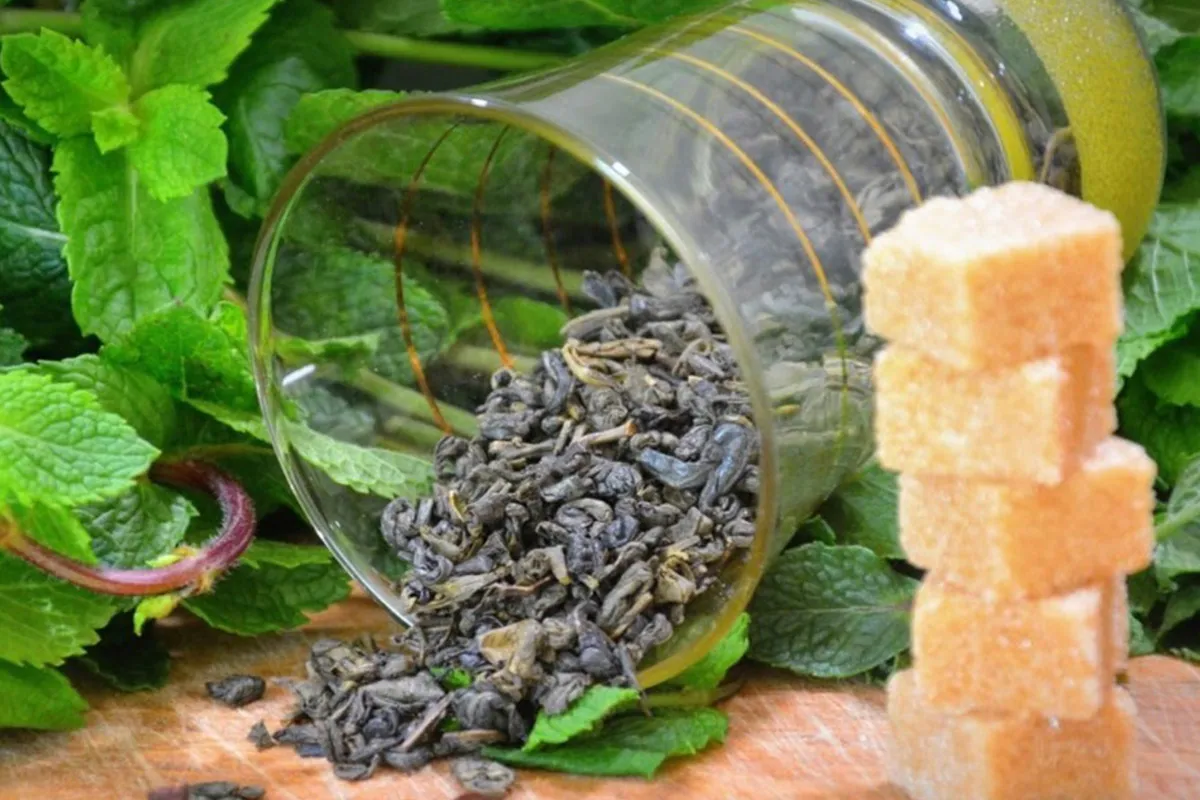 Moroccan mint tea ingredients and herbs